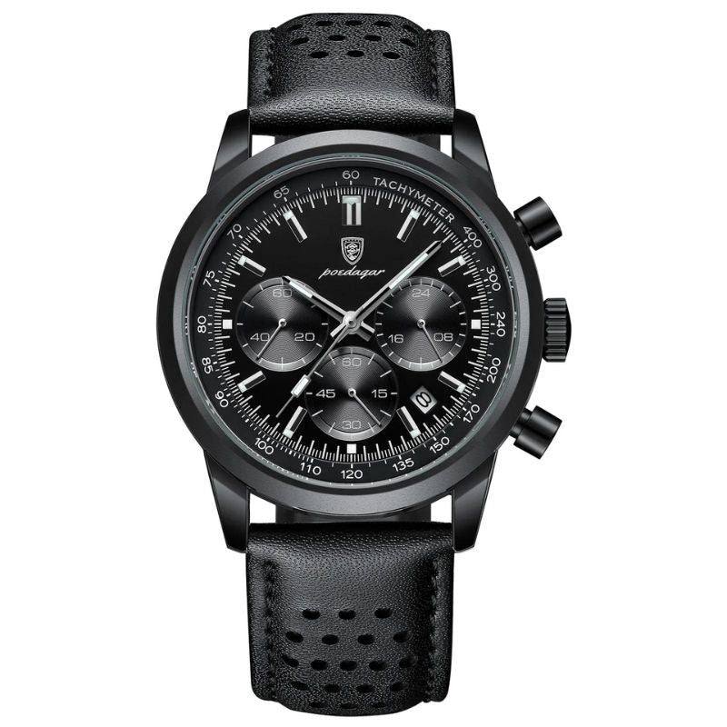 Orion Men's Stainless Steel Watch with Soft Leather Strap