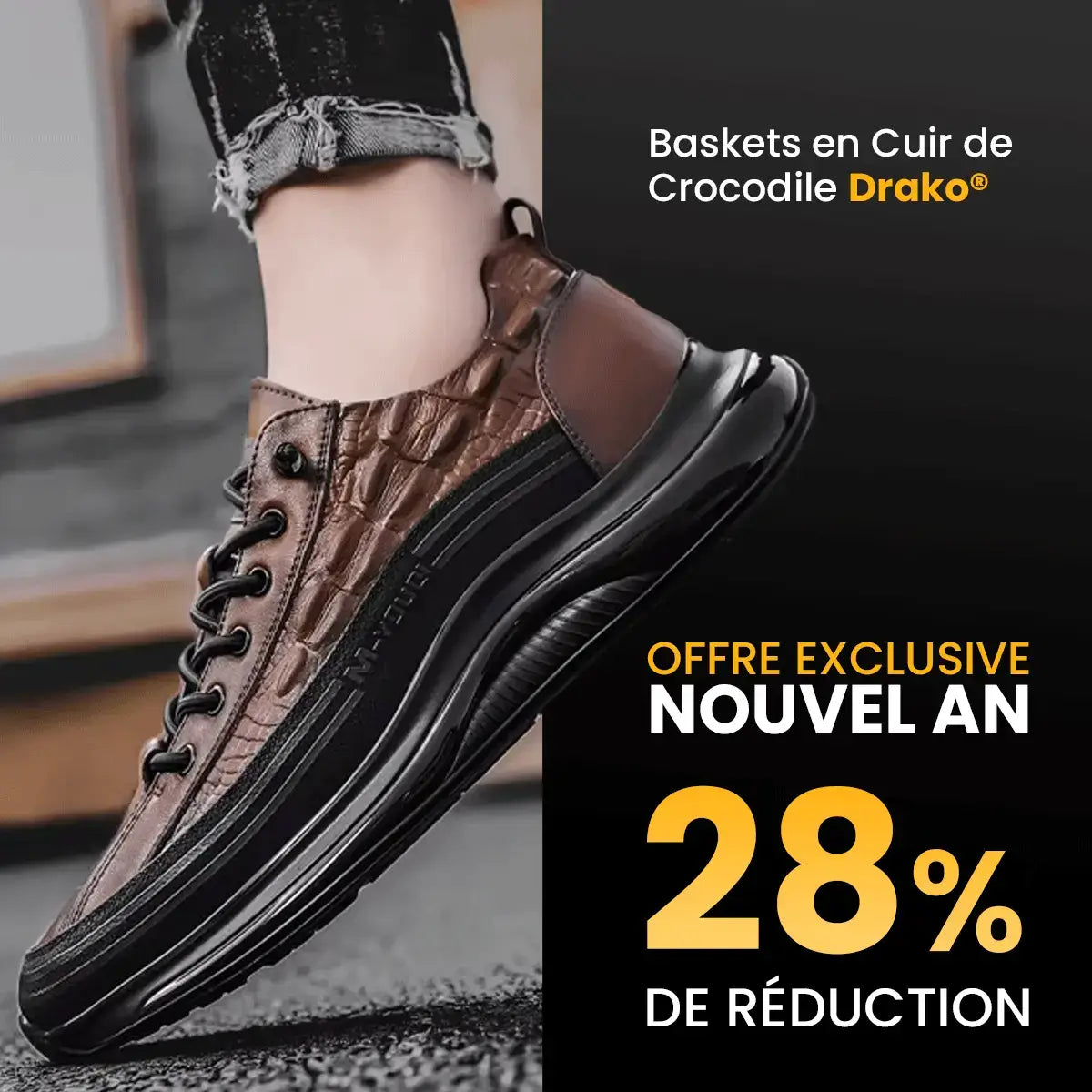 Drako® Crocodile Leather Men's Sneakers