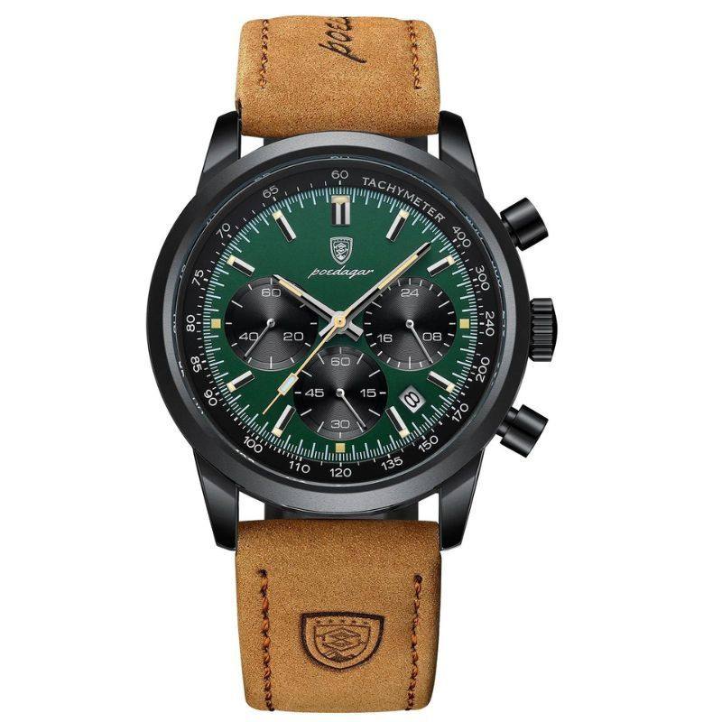 Orion Men's Stainless Steel Watch with Soft Leather Strap