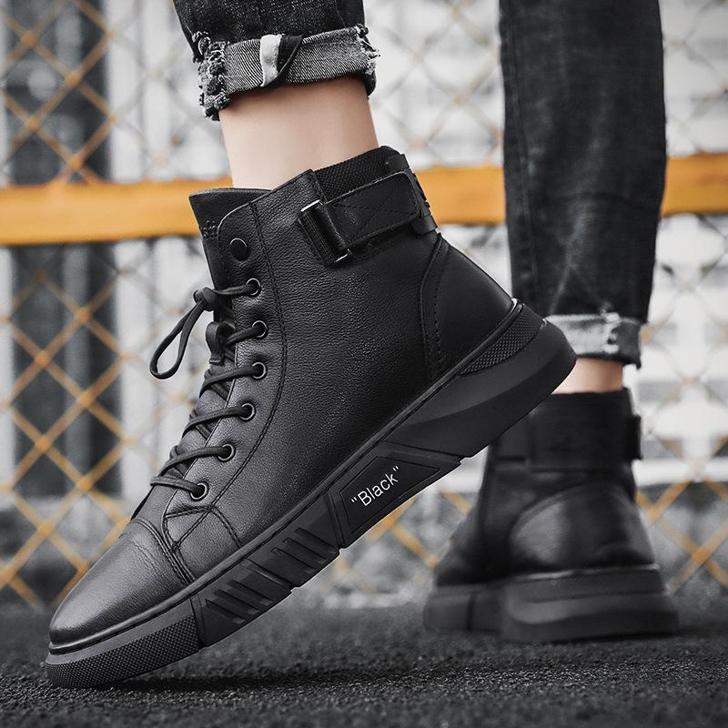 Hector - Men's Rugged Leather Boots in Black Leather