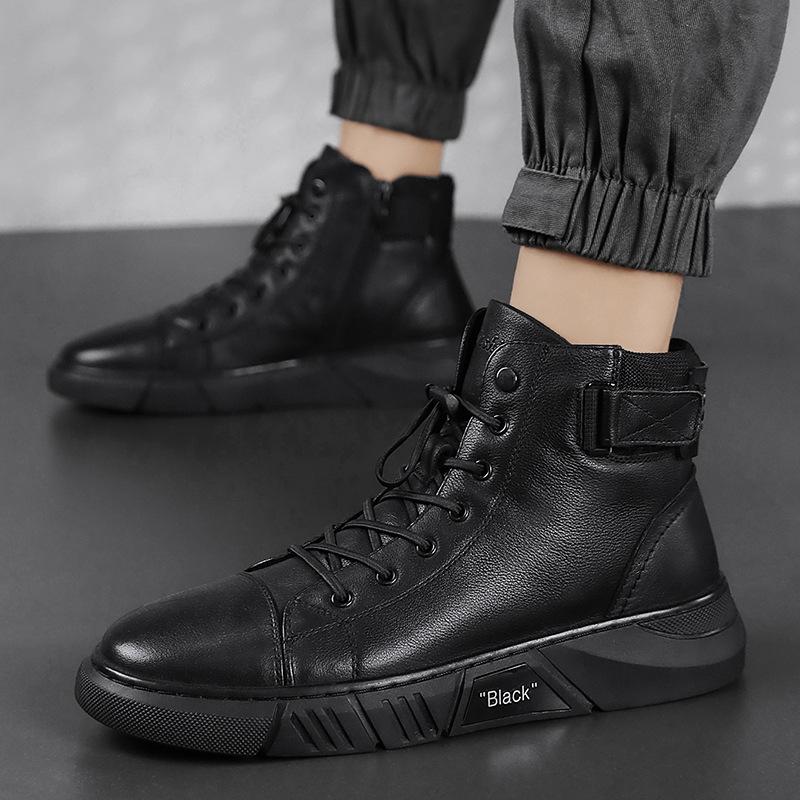 Hector - Men's Rugged Leather Boots in Black Leather